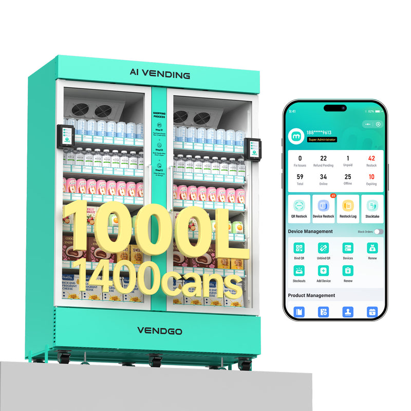 1000L Dual-Terminal AI Smart Vending Fridge | High-Volume Grab & Go