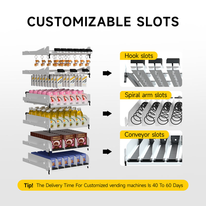 36-channel vending machine with spring mechanism