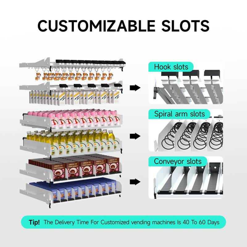 60-channel vending machine with spring mechanism